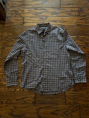 John Varvatos Men's Plaid Button-Down Shirt - Brown/Gray